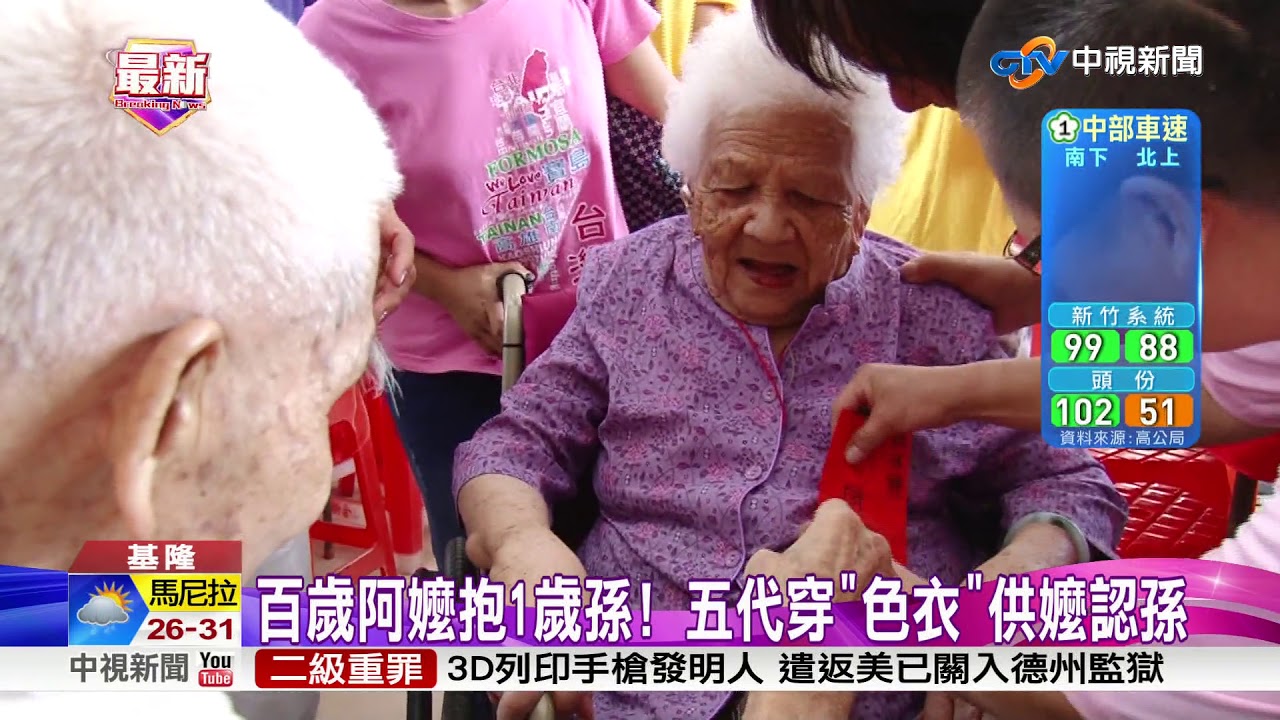 五代同堂! 阿嬤靠紫.粉.黃.紅辨別子孫│中視新聞 20180924