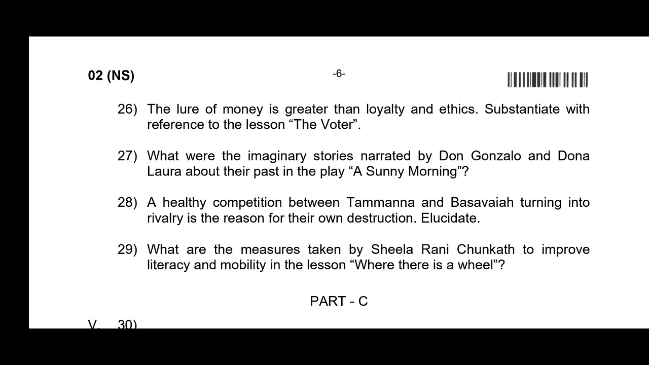 2nd PUC English final exam question paper  2025
