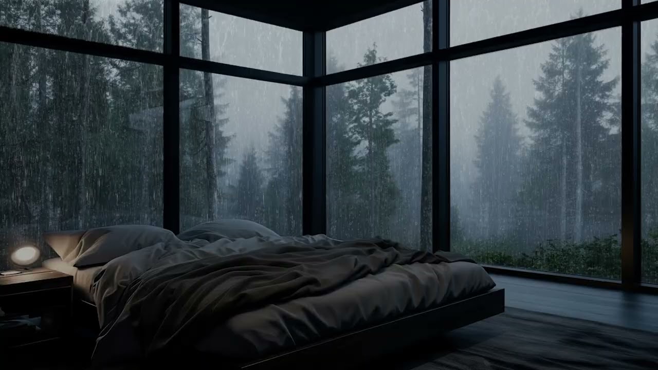 Rain on Window at Night for Sleep 🌙  Cozy Rain Sounds & White Noise
