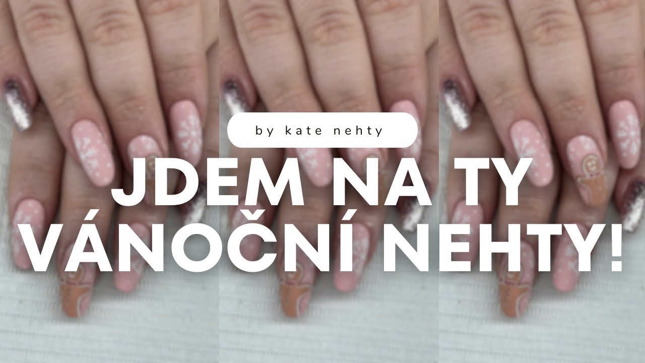 Vánoční perníčkové nehty s vločkami 💅🏻🎄 | Kate nehty