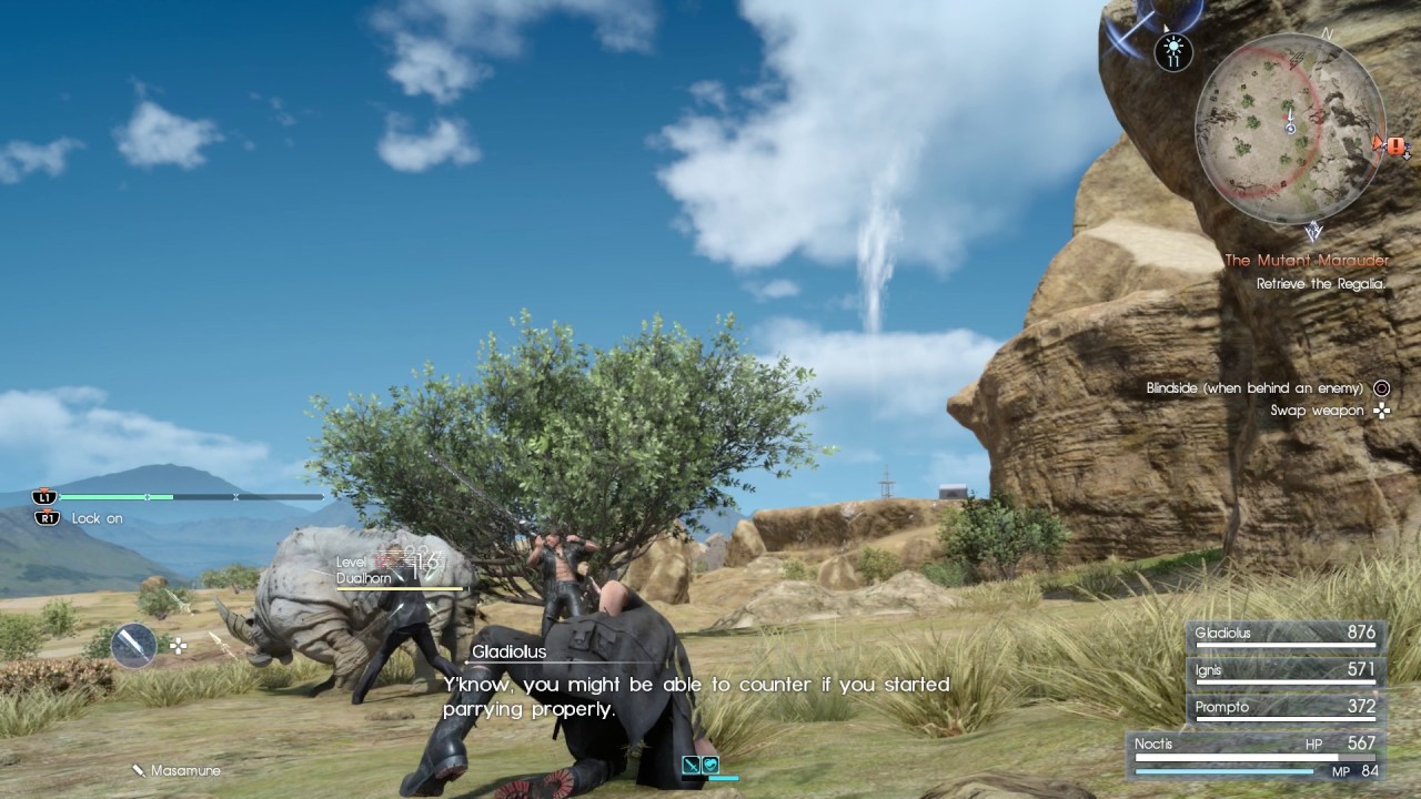 Final Fantasy XV - Merrioth Haven Camp: Absorb Elemancy Light Tutorial, Dual Horn Techniques Fight