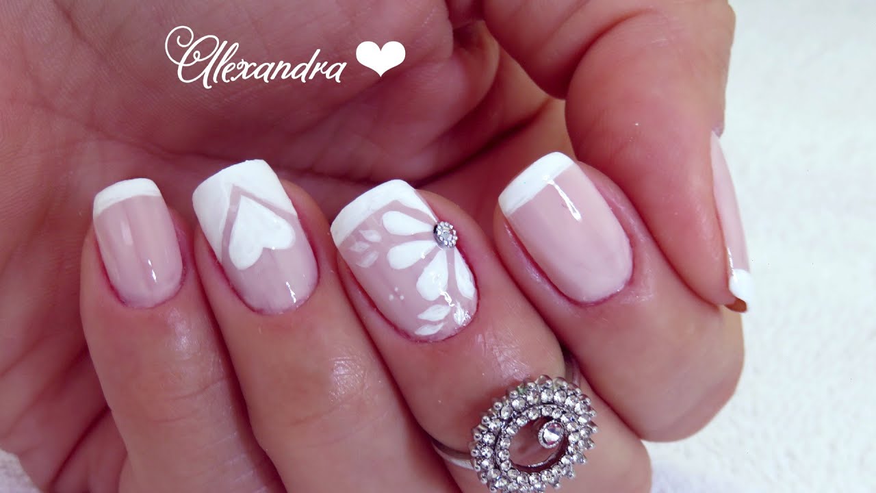 unhas decoradas francesinha delicadas