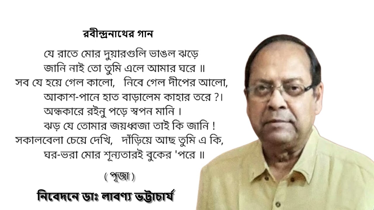 যে রাতে মোর দুয়ারগুলি ভাঙলো ঝড়ে  /ডা: লাবণ্য  ভট্টাচার্য 