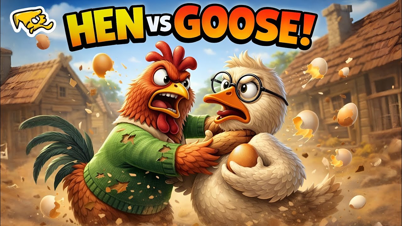 Egg Battle! Hen vs Goose Fight 🐔🥚 | Funny Farm Cartoon for Kids