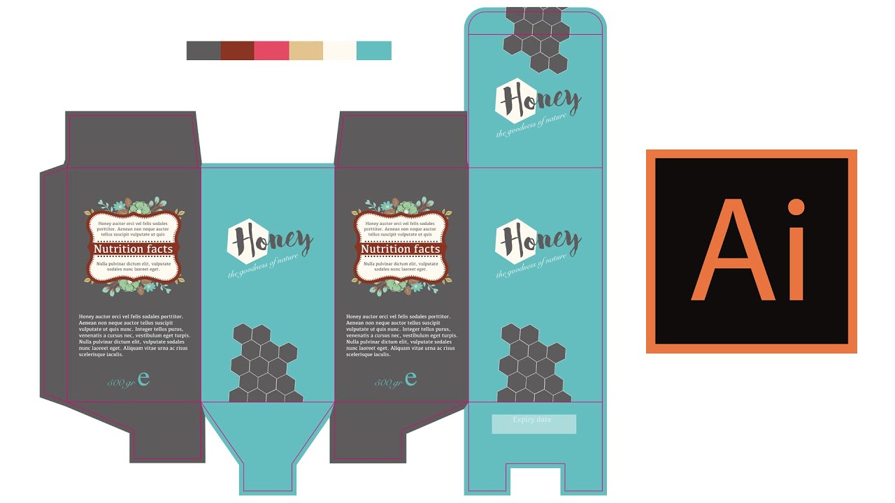 Honey packaging design - with Adobe Illustrator CC - video tutorial speed normal - section B