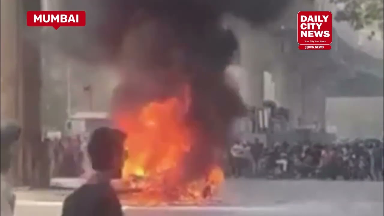 BMW car suddenly catches fire in Mumbai; Explosion takes place while car burns