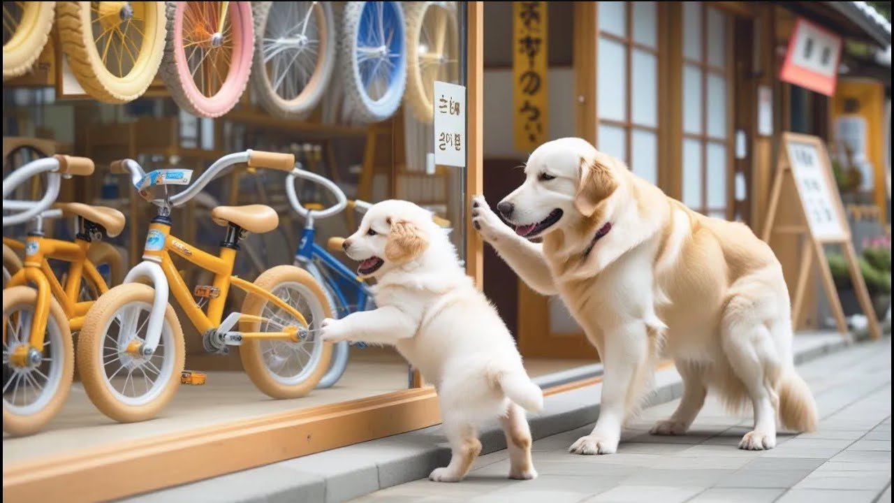 Mama Dog Works Hard at a Takoyaki Shop and Buys Puppy’s Dream Bicycle with Her Earnings🐶🚲💰 #ai #dog