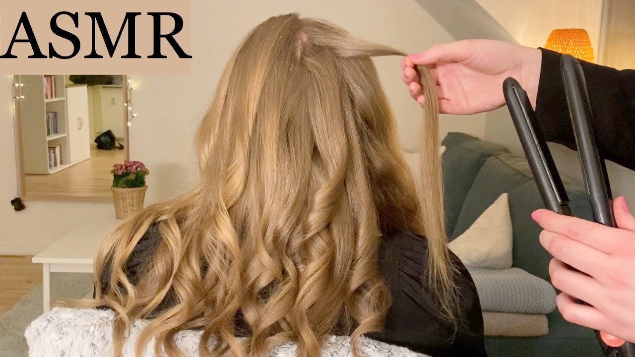 ASMR | Loose waves with hair straightener ✨ hair styling, hair brushing, hair spraying, no talking