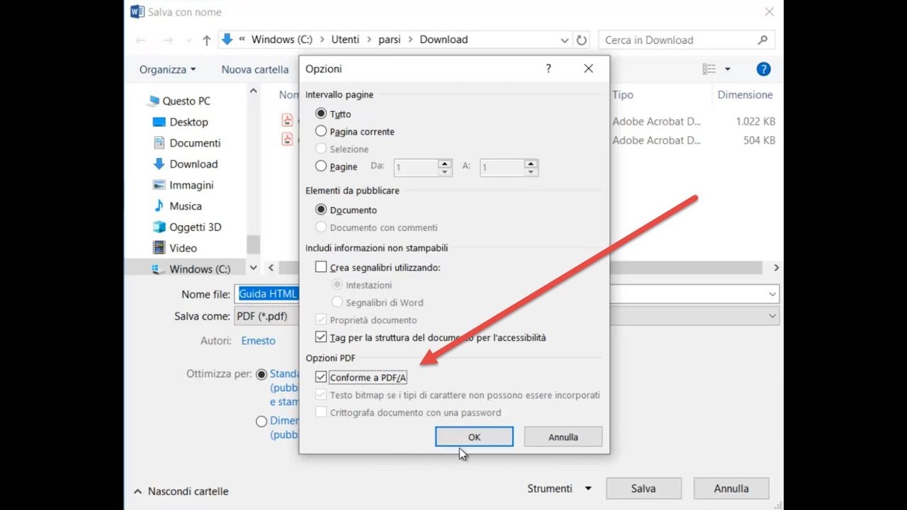 Come creare file PDF/A
