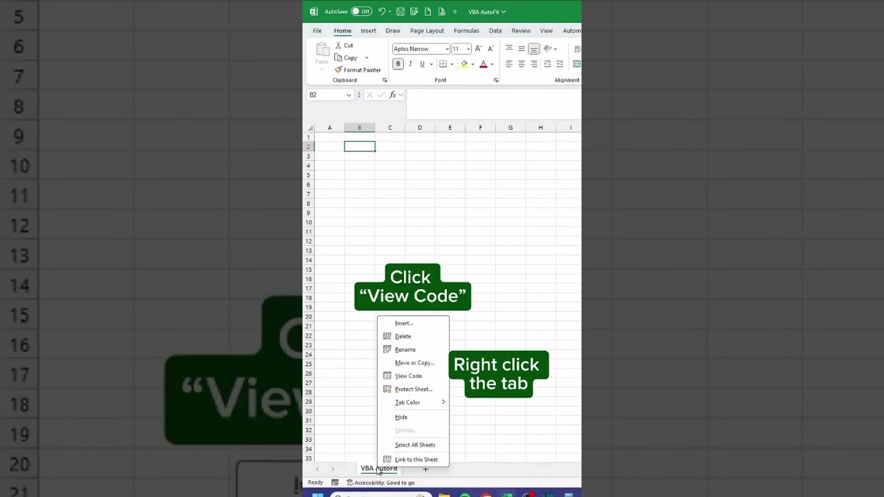 🚀 VBA AutoFit Columns in Excel | Quick Macro to Resize Columns Instantly Excel #excelvba #exceltips
