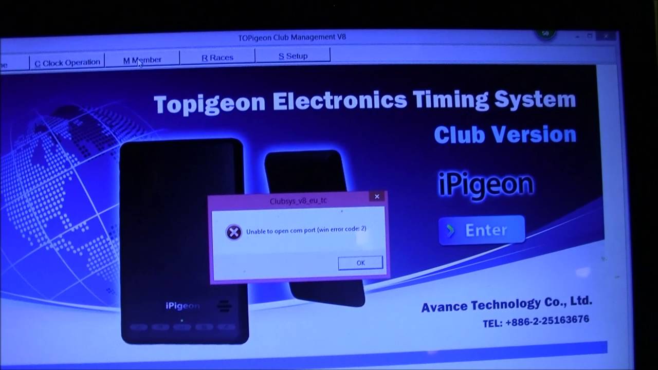 Club Manager Initialize iPigeon V8 Clock Instruction
