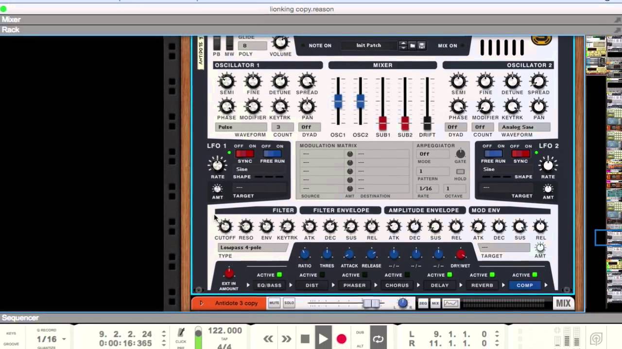 Dreamy House Chords in Reason 8 using Antidote