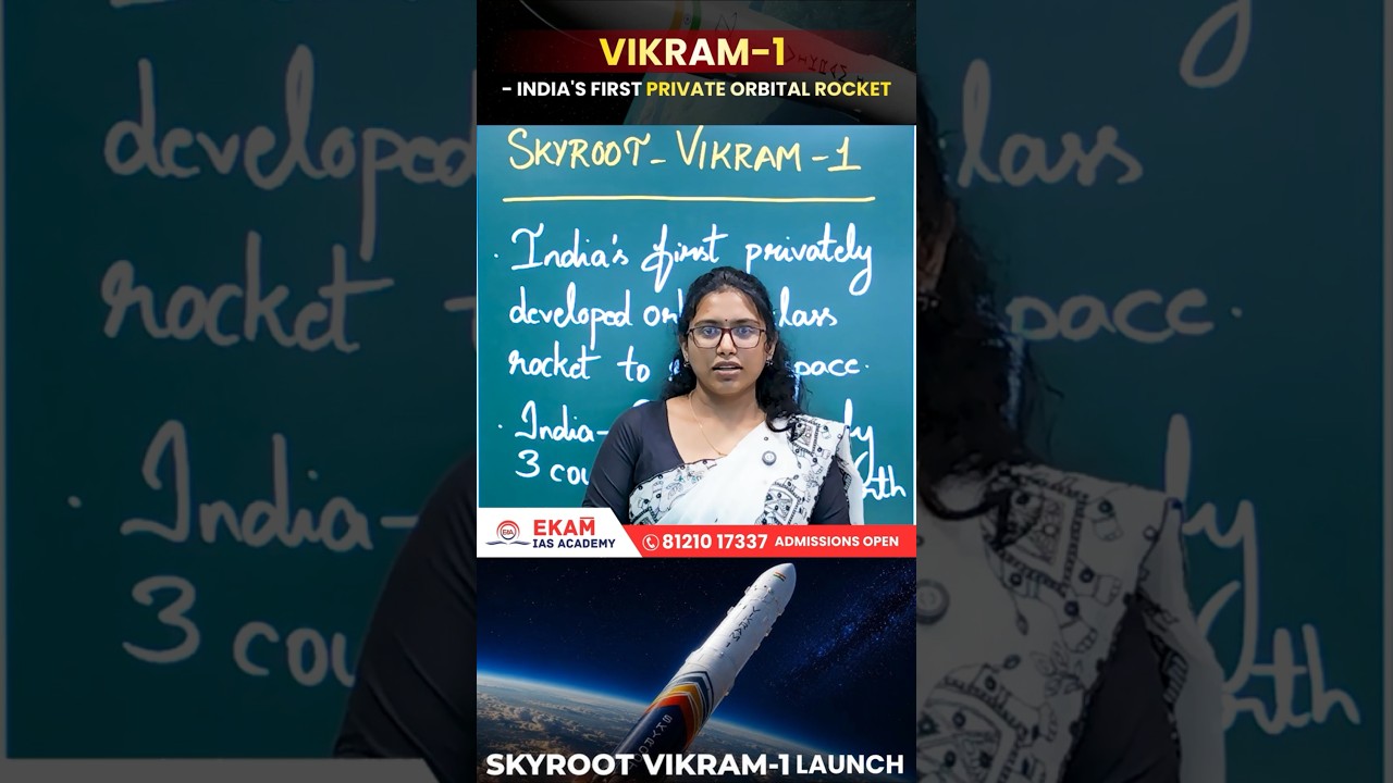 🚀 India's First Private Orbital Rocket Explained | Skyroot Vikram-1 | UPSC Current Affairs