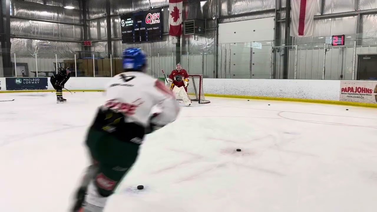 Shortside attack two puck option ( Patience on edges depth control while in overlap ) Goalie Drill