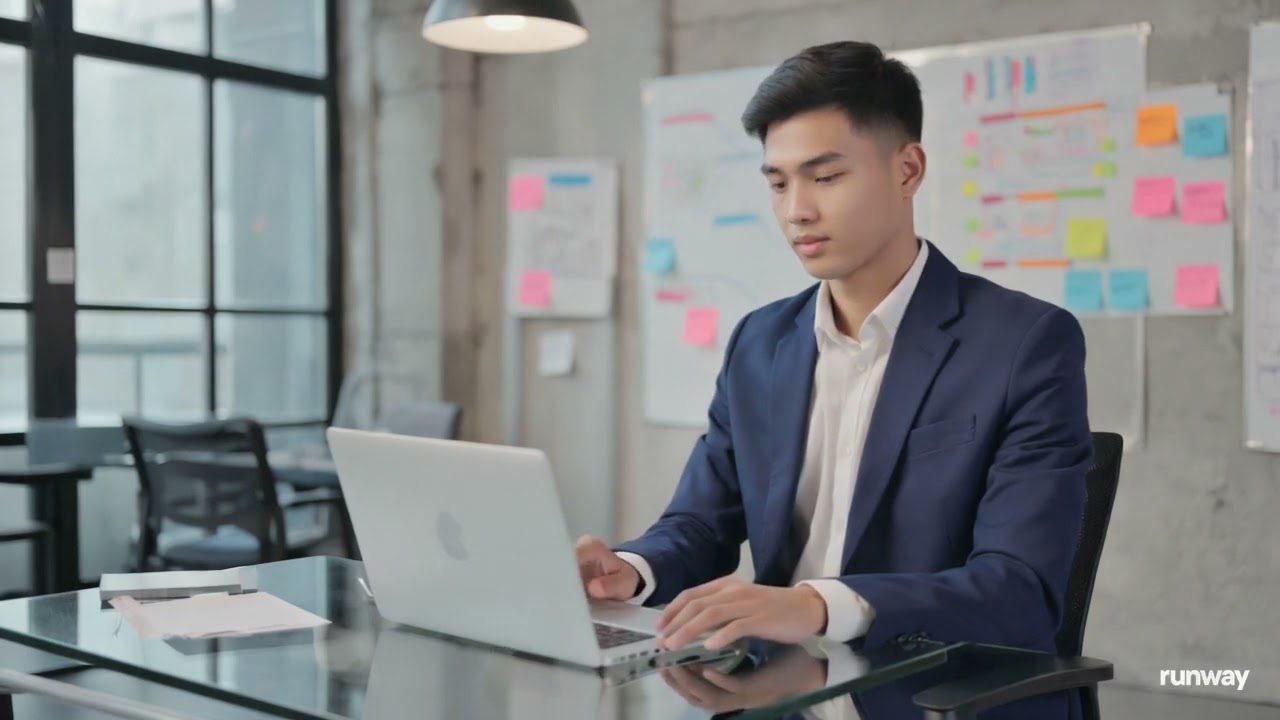 A motivational journey of a young Bangladeshi entrepreneur  working intensely on laptop
