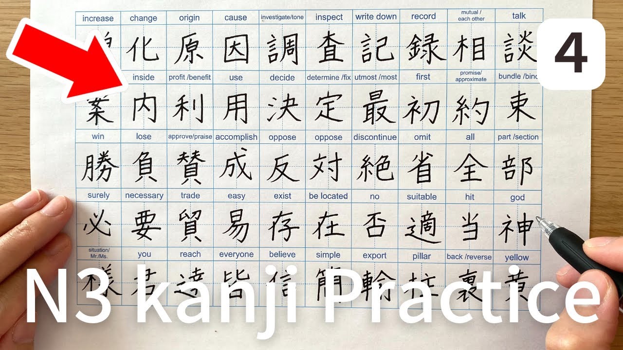Kanji practice for N3 (JLPT)4 | Reading and writing 95 characters