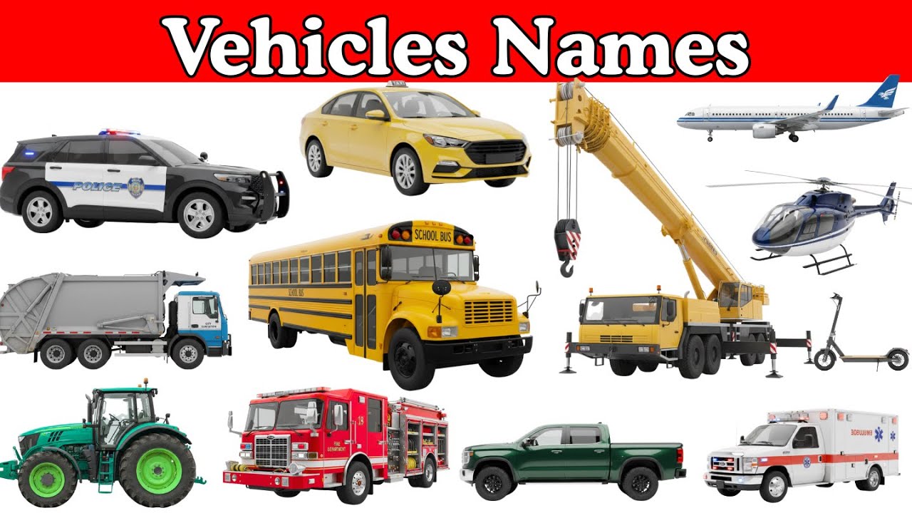 Common Vehicles Names for Kids | Easy Learning for Toddlers