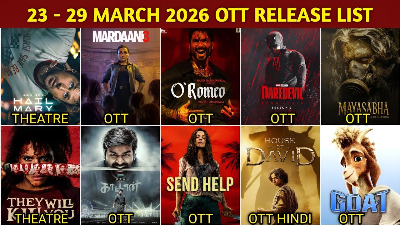 This Week 23 - 29 March OTT Release Movies & Web Series | O Romeo OTT | Mardaani 3 OTT Netflix, Zee5
