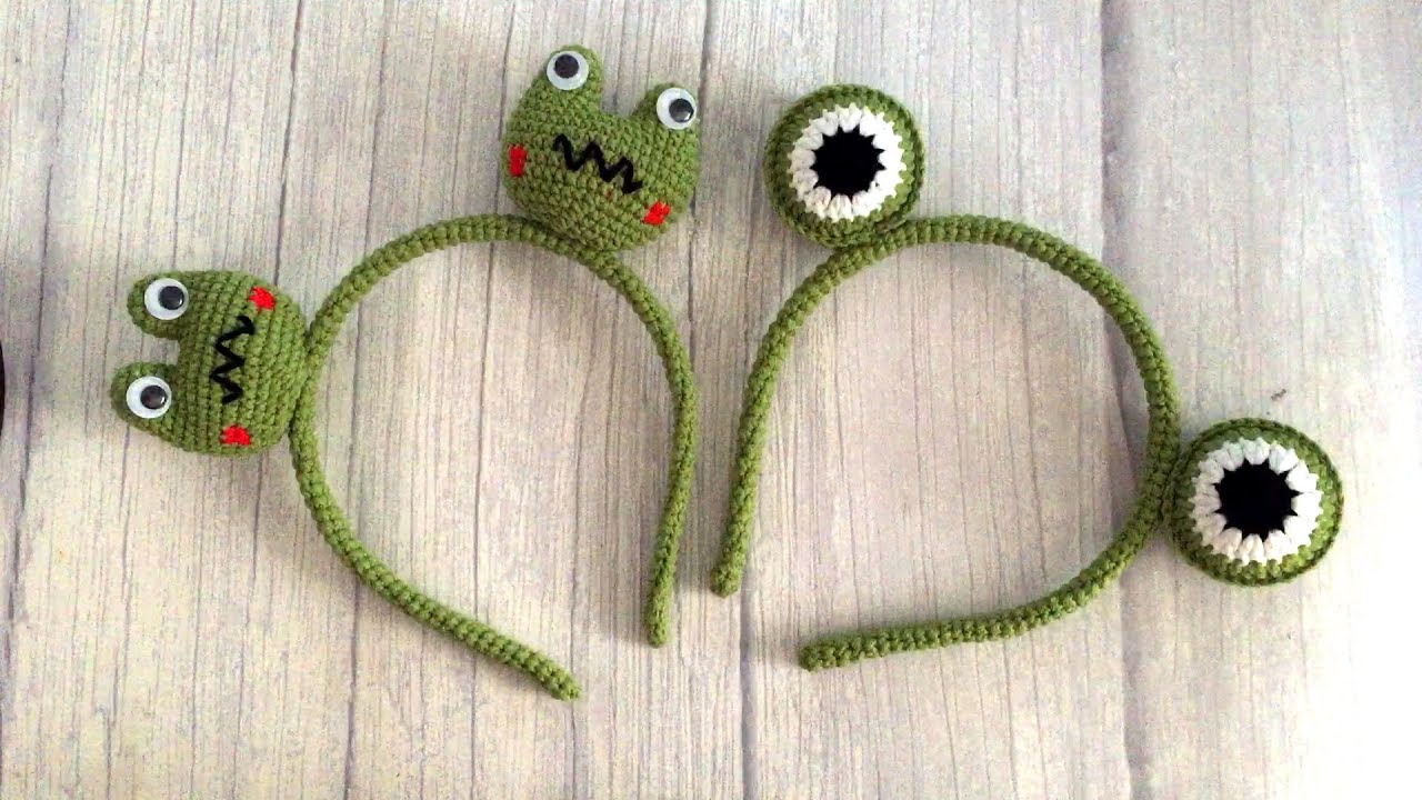 Knit frog hairband Cute Big Eye Hair Band Crochet Tutorial