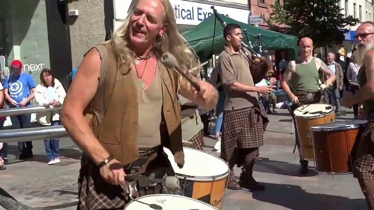 Bagpipes And Drums High Street Perth Perthshire Scotland