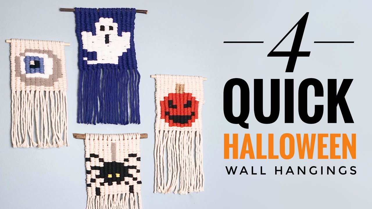 4 QUICK HALLOWEEN WALL HANGINGS: DIY Macrame Tutorial