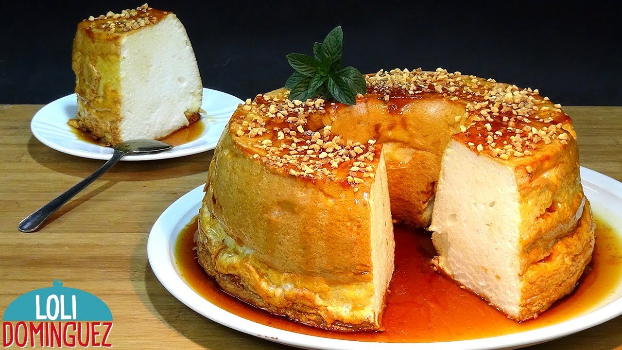 Receta de Pudin de claras de huevo con caramelo liquido casero, fácil y ligero - Loli Domínguez