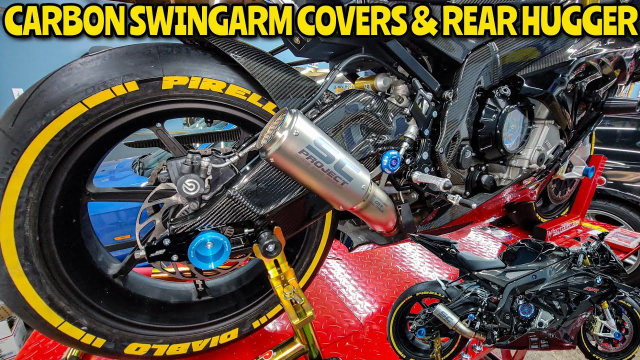 BMW S1000RR GETS CARBON SWINGARM COVERS & REAR HUGGER!