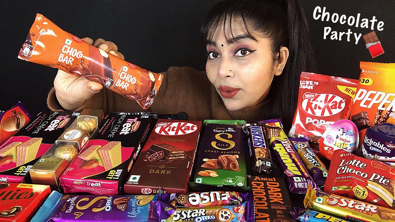 ASMR EATING DAIRY MILK CHOCOLATE DARK CHOCOLATE CHOCO BAR KITKAT CHOCOLATE PARTY | CHOCOLATE MUKBANG