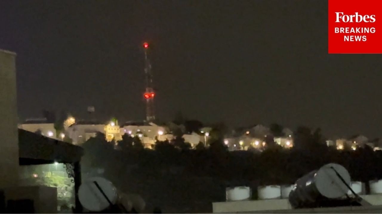 Missiles Visible In Sky Over Ramallah, West Bank As Attacks Across Middle East Continue