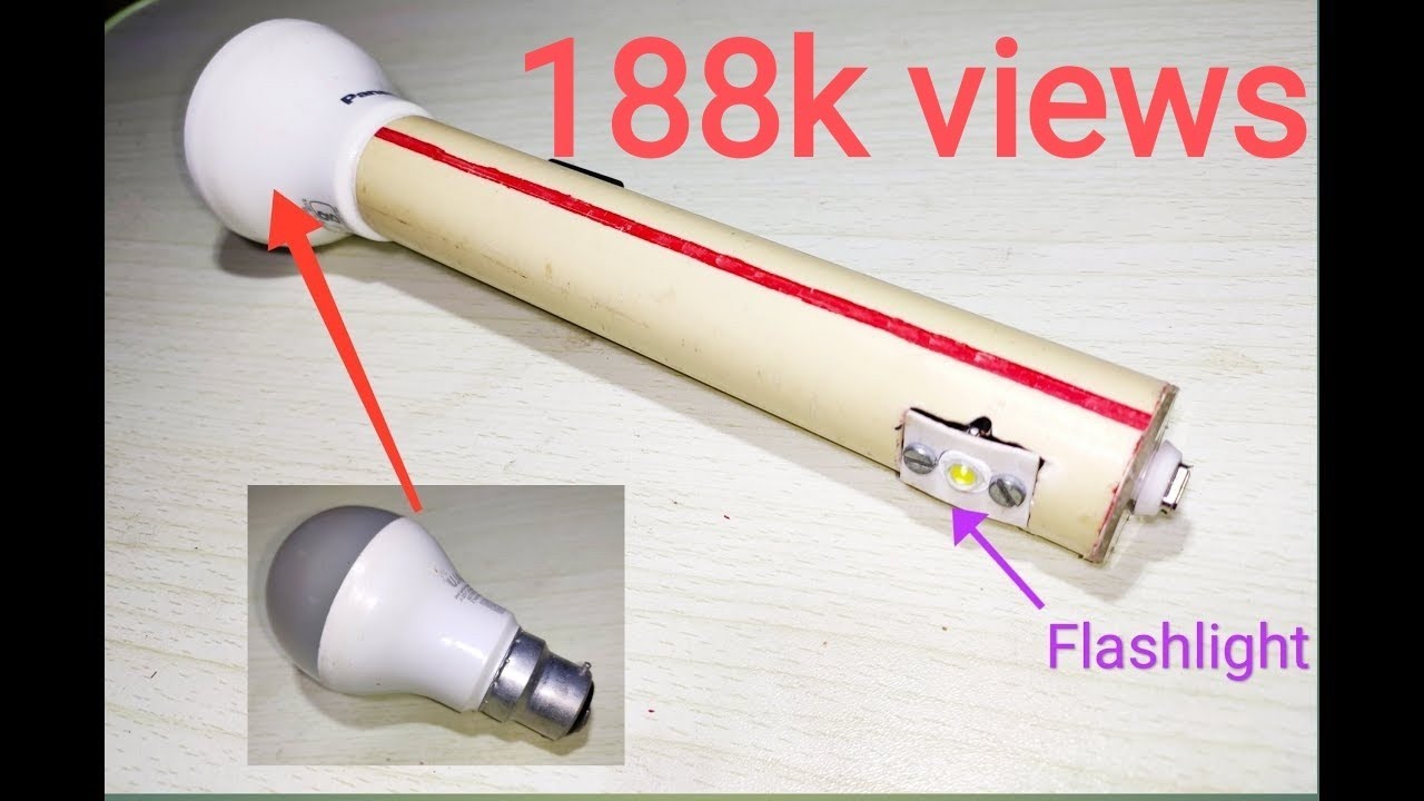 How to Make a LED Flashlight using LED bulb and PVC pipe at Home.