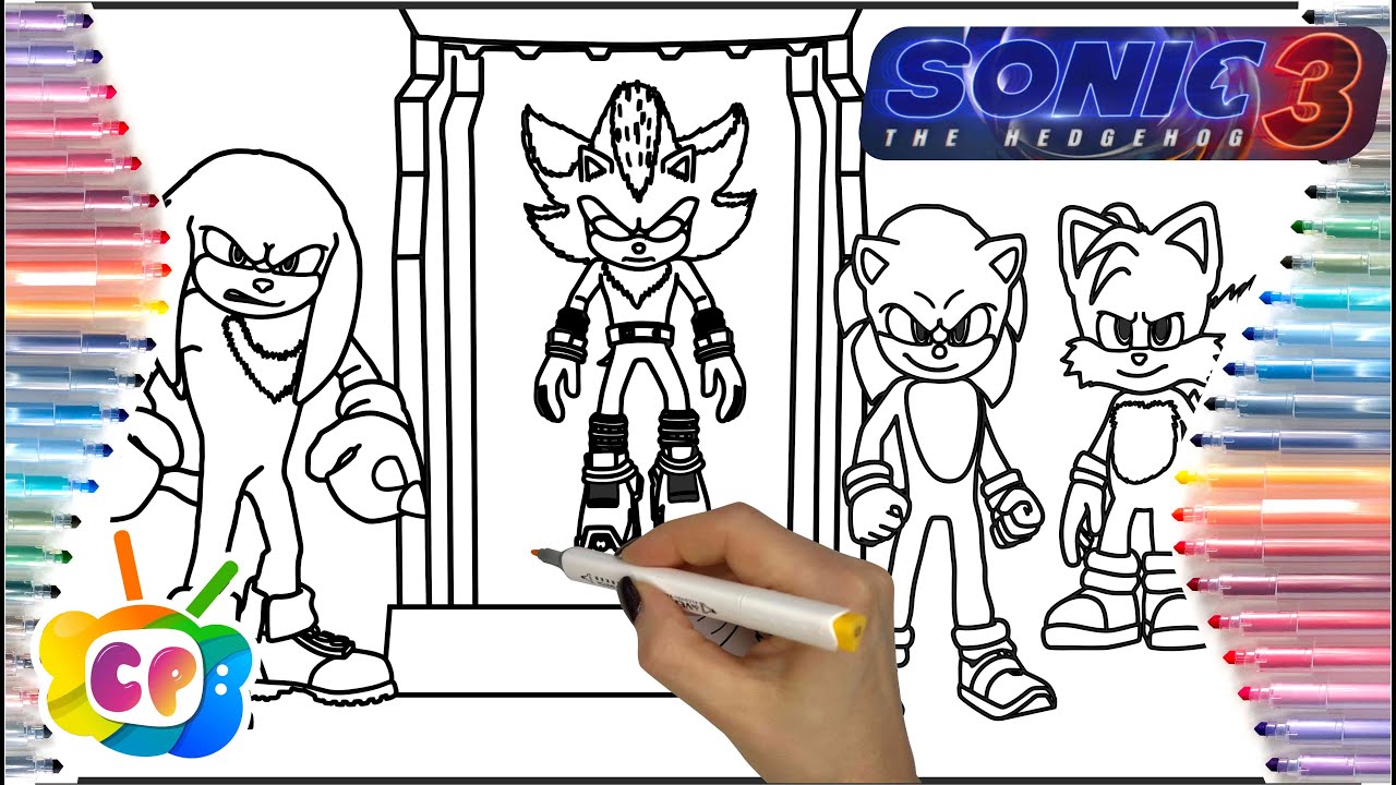 Sonic 3 coloring pages movie / Sonic 3 movie official trailer / how to draw Sonic 3