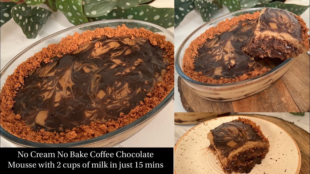 No Cream सिर्फ 2 कप दूध & 15 mins में Coffee Chocolate Mousse | No Bake, No Eggs Chocolate Mousse