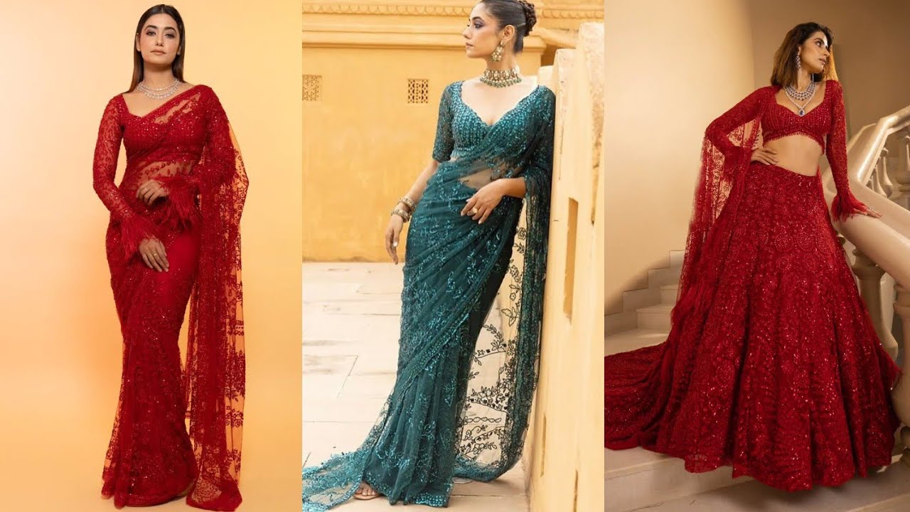 Most beautiful unique 2026 Trendy Party were saree dessin ideas #viralvideo  