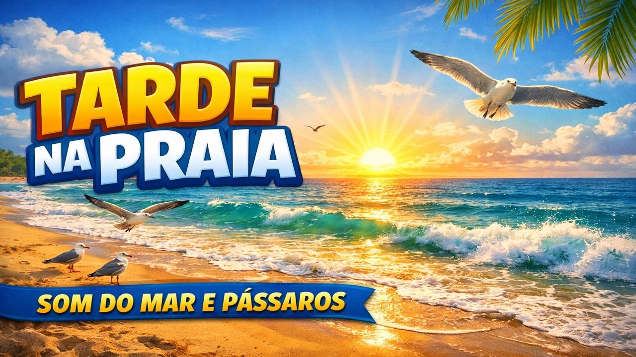 Tarde na Praia 🌊 Som Natural do Mar e Pássaros | Praia Grande – SP