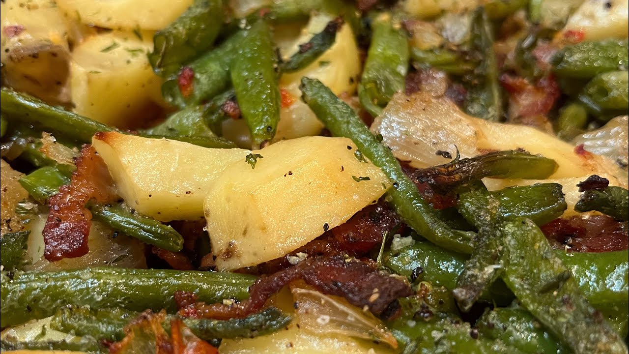 Запеканка из зеленой фасоли и картофеля