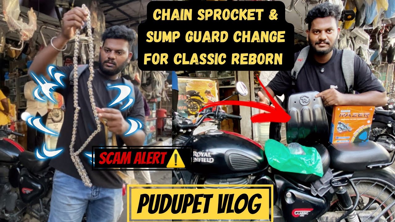 Brass Coating ChainSprocket ⚙️& Sump Guard Changing for Royal Enfield🏍️| Chennai Pudupet Vlog 