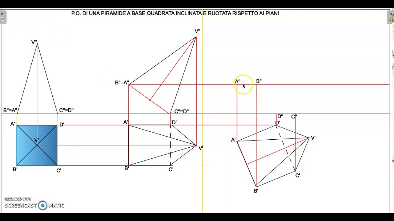 P O  di una piramide ruotata e inclinata