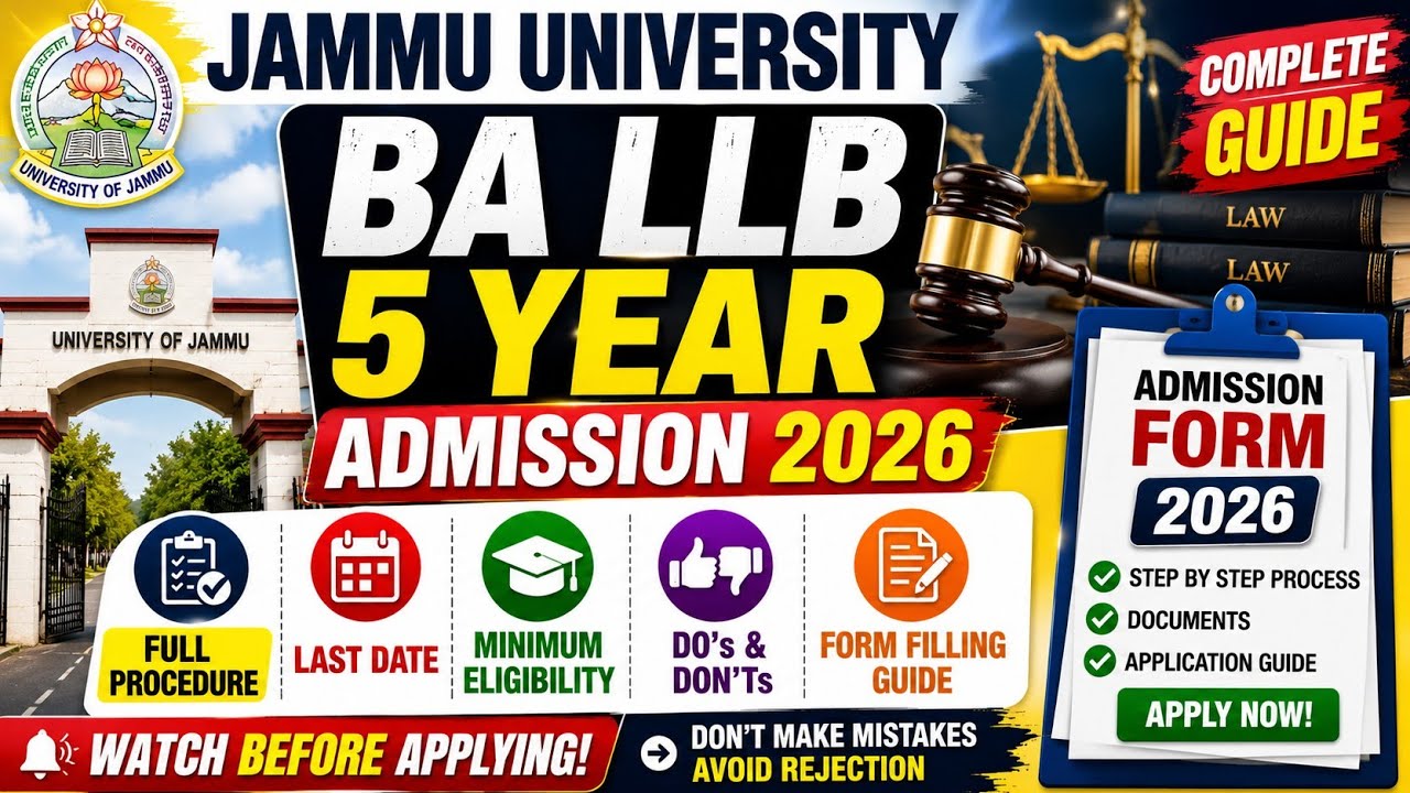 Jammu University BA LLB Admission 2026 | Complete Form Filling Process & Last Date