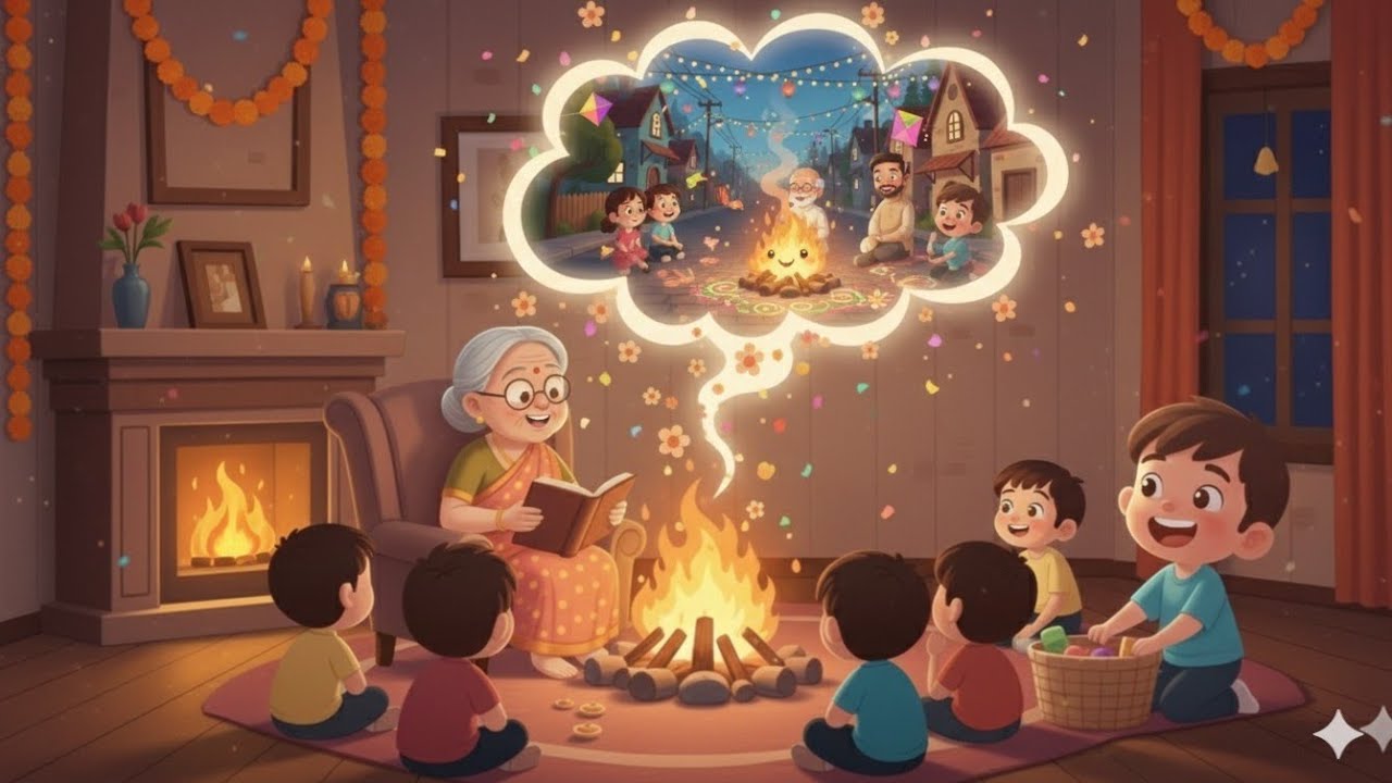 Telugu Rhymes for Kids | Bhogi Festival Song | @Lollipopzkidz 
