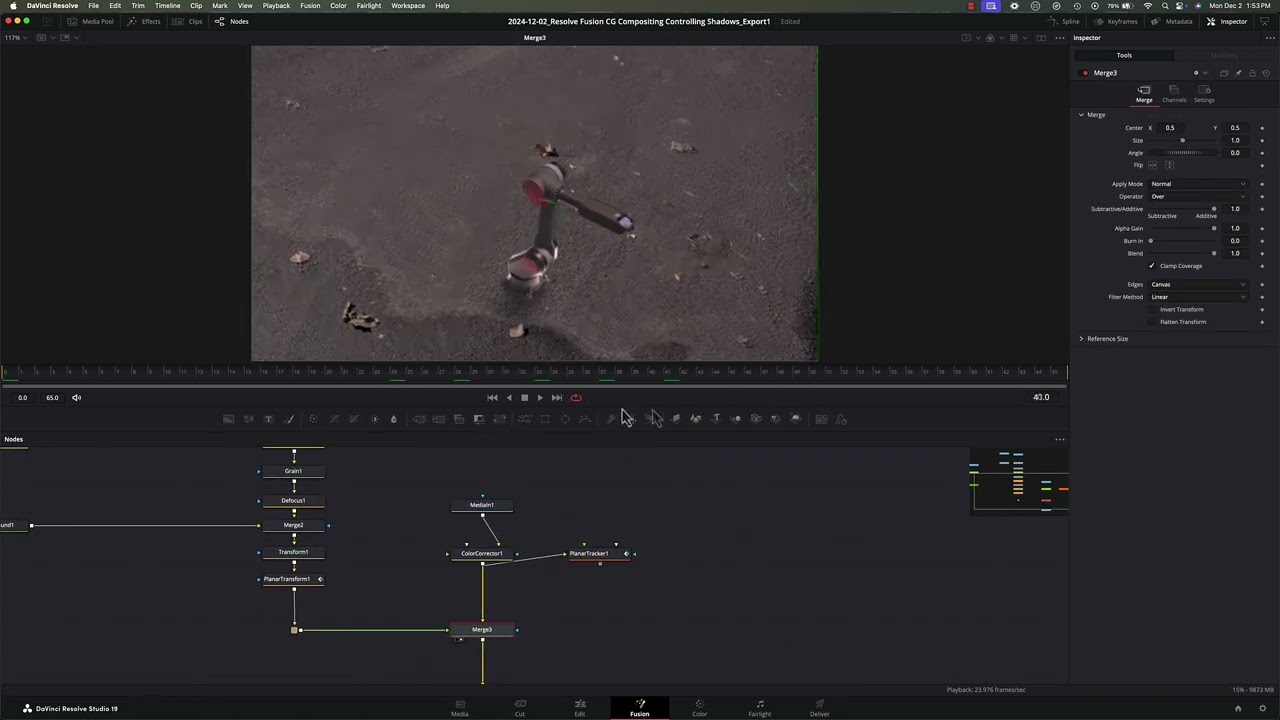 Resolve Fusion CG Compositing Controlling Shadows Breakdown