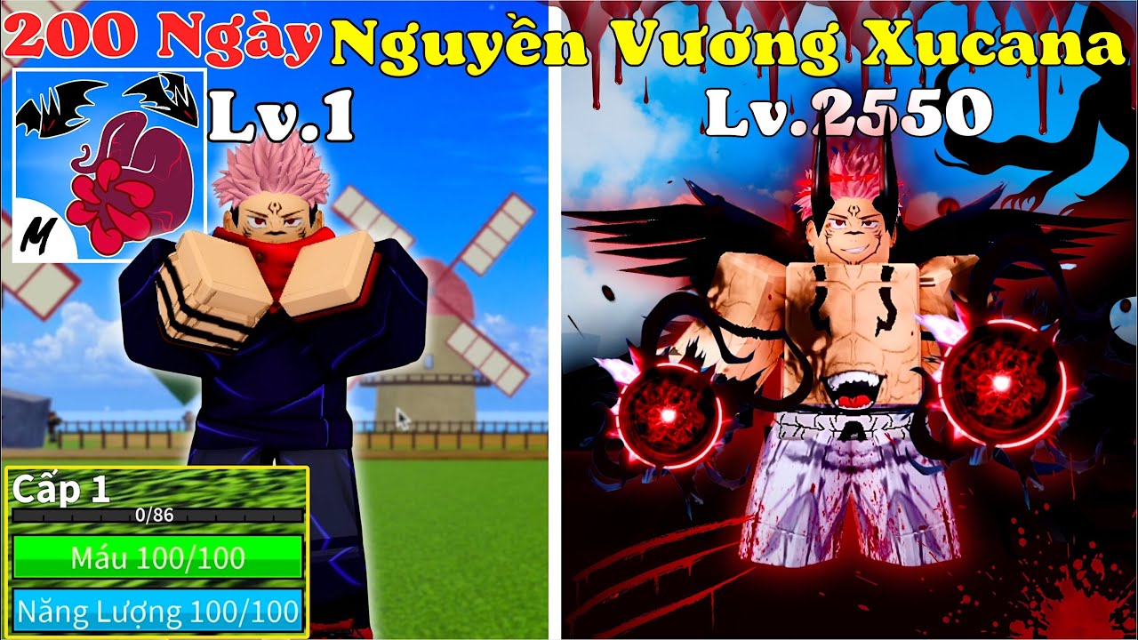 [BloxFruit] 200Ngày Nguyền Vương XUCANA Bá Đạo - Thức Tỉnh Tộc Quỷ Full Gear
