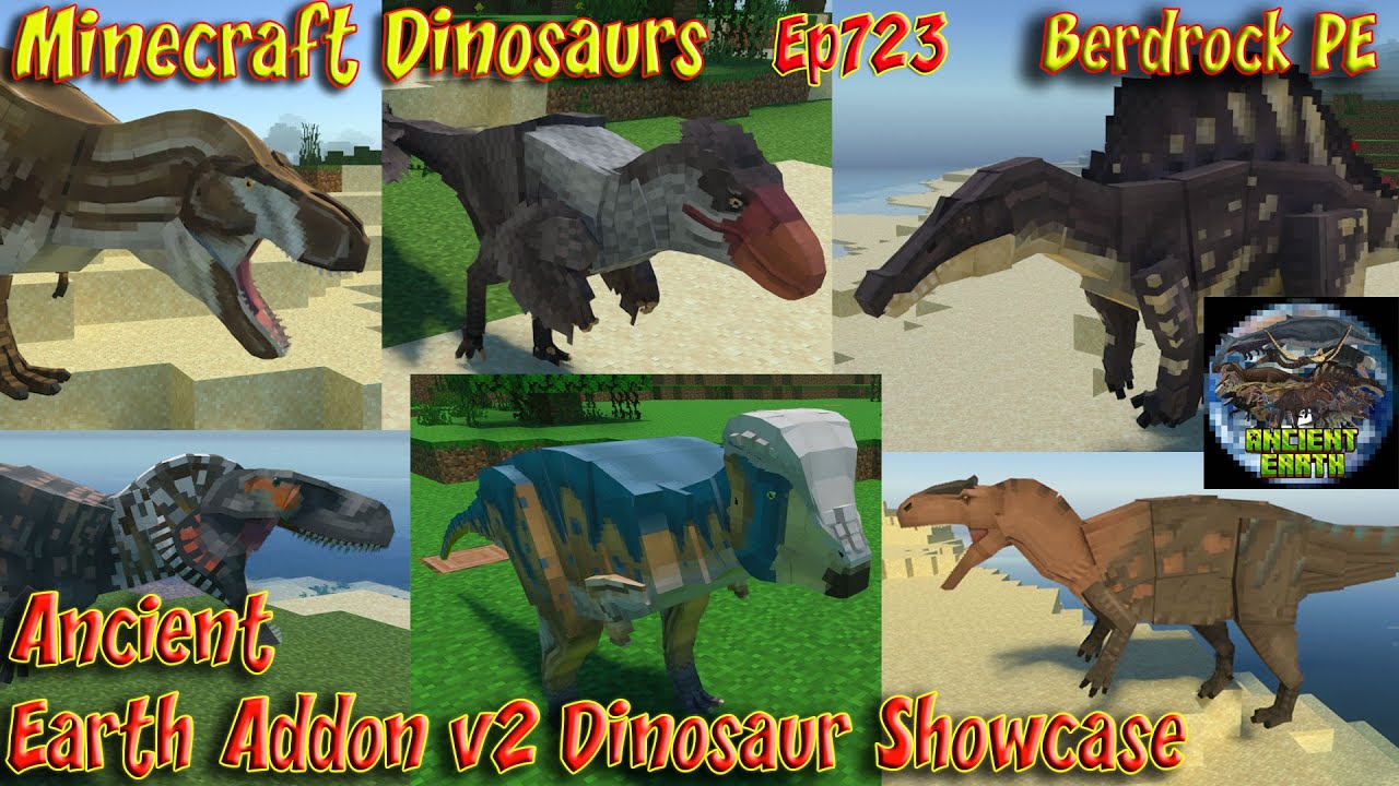 Ancient Earth Addon v2 Full  Dinosaur Showcase Chinese Bedrock PE Minecraft Dinosaurs Ep723