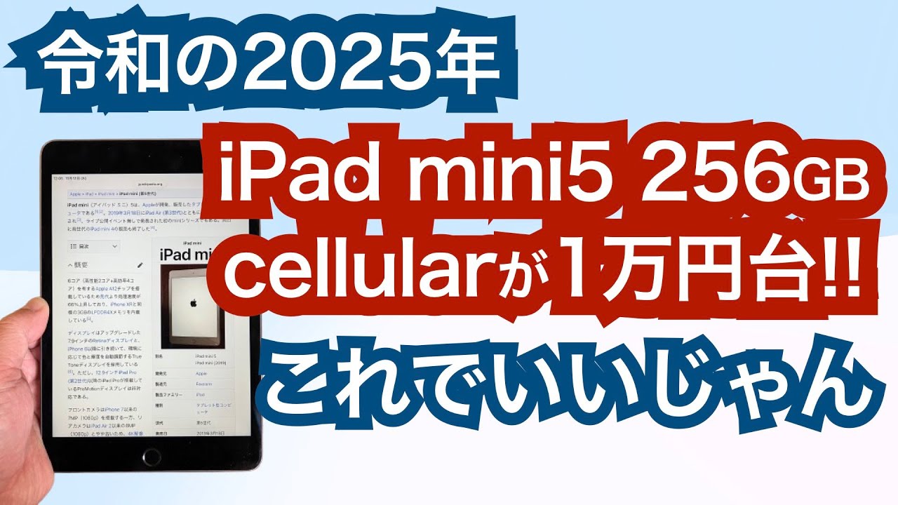 【令和の2025年】iPad mini5 / 256GBが1万円台!! しかもcellular