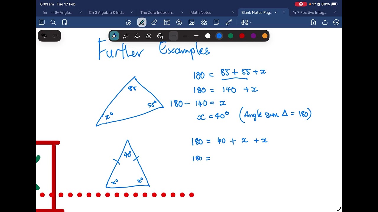 Yr 10 Review Triangles and angle sum (further examples)