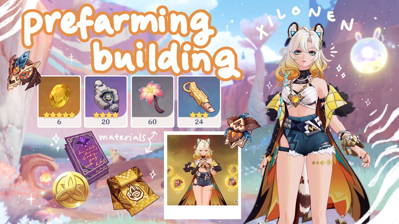 7 days of prefarming & building xilonen 🐯‧₊˚✩彡 summoning xilonen ✧˖° learning her kit ‎✮⋆˙₊˚⊹𐙚₊˚⭒
