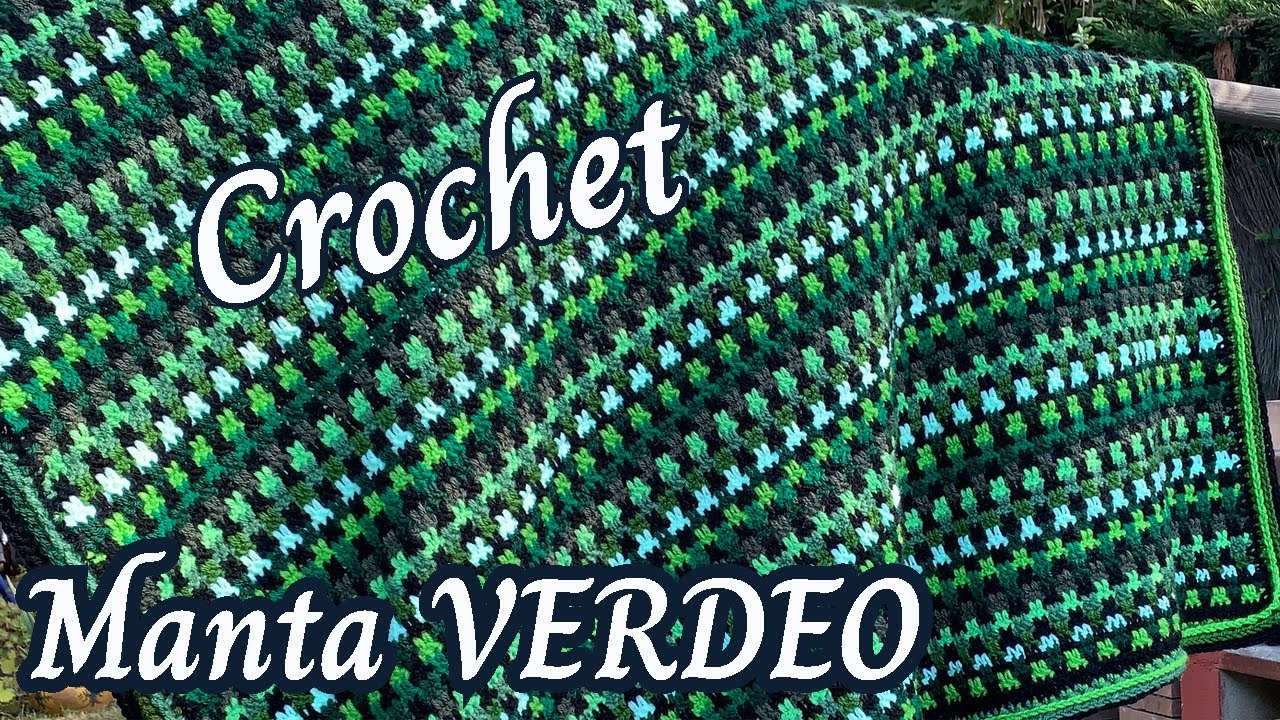 Manta a crochet VERDEO, ganchillo muy fácil, principiantes.