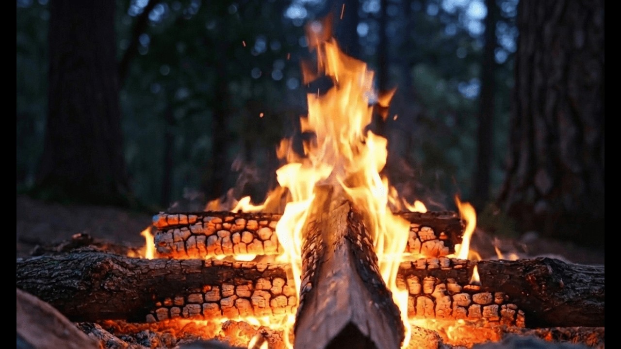Forest Campfire at Night 🔥✨🌲 | Pure Wilderness Calm