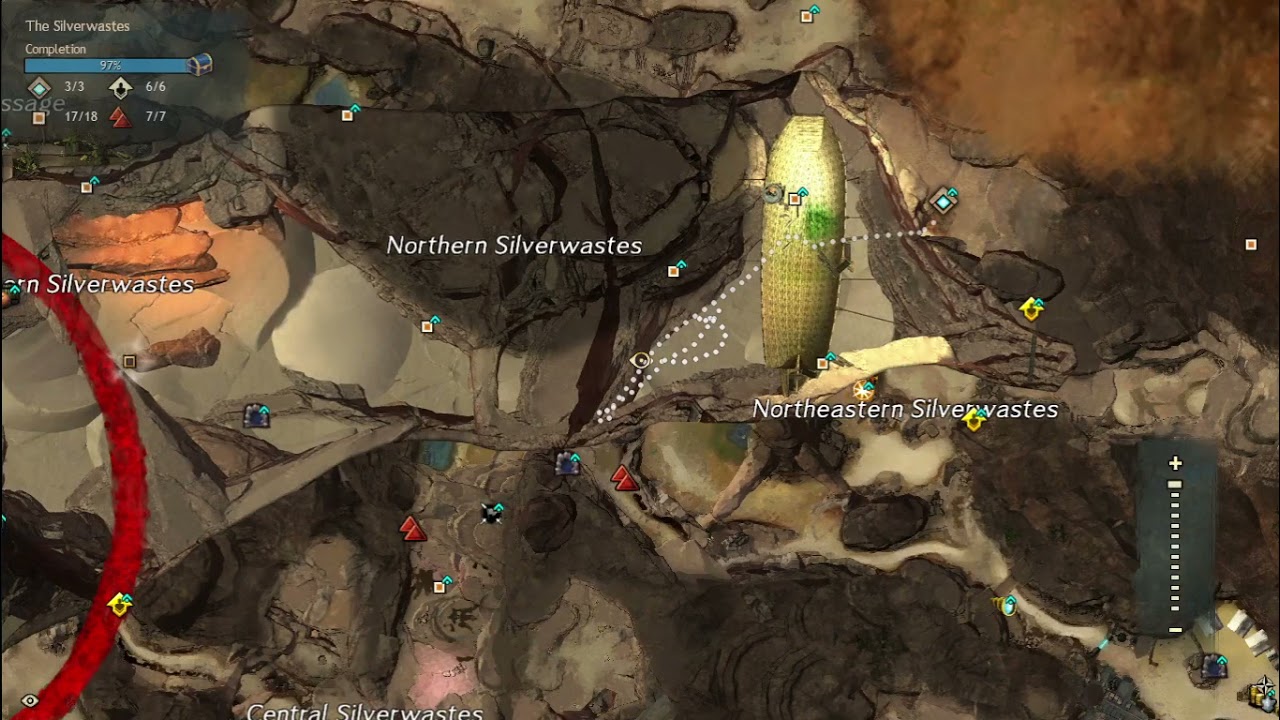 GW2 - Sand Dune Caverns POI - Silverwastes - easy way glider only