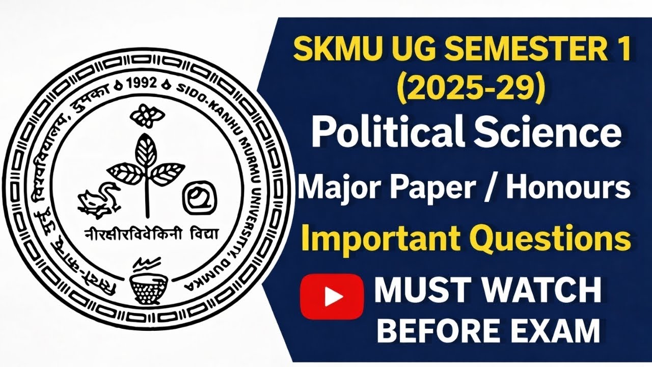 SKMU Sem 1 Political Science (2025–29) | Most Important Questions 🔥