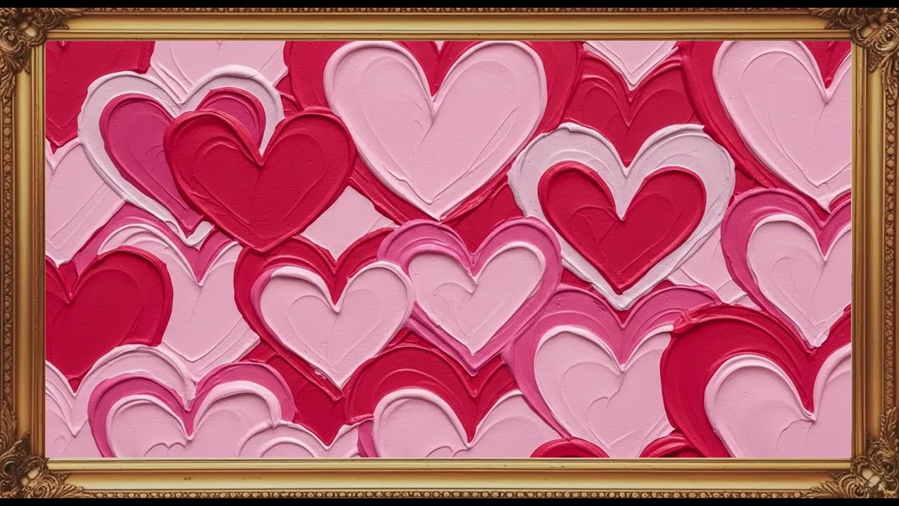 Pink & Red Hearts | Romantic Valentine Frame TV Art (No Music) | Cozy TV Screensaver